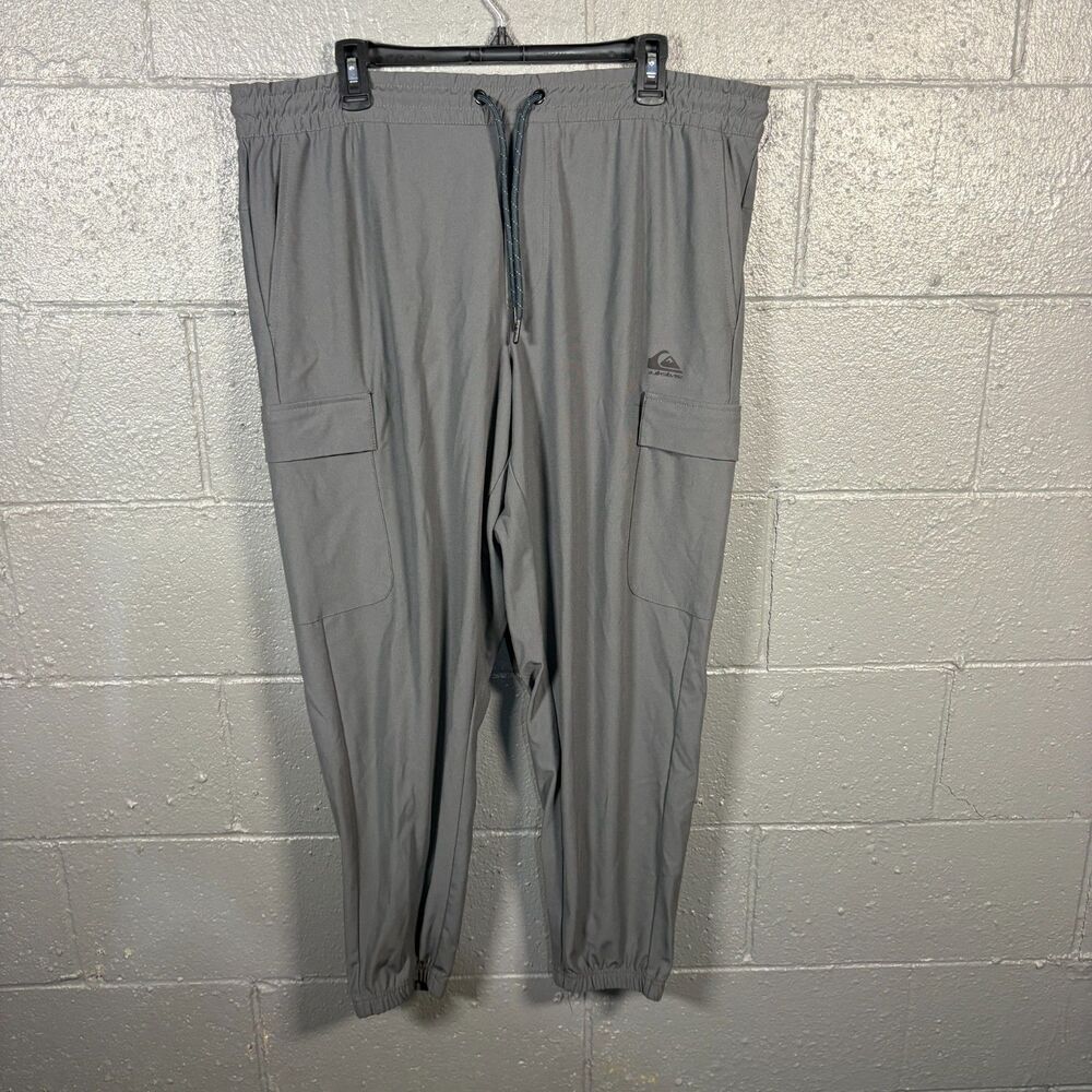 Quiksilver Cargo Pants Men's XL Gray Lightweight Hiking Outdoor Drawstring